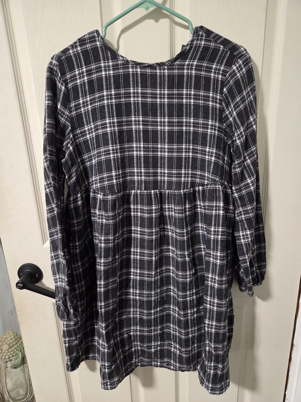 wild fable Black and White Plaid Long-Sleeve Casual Dress